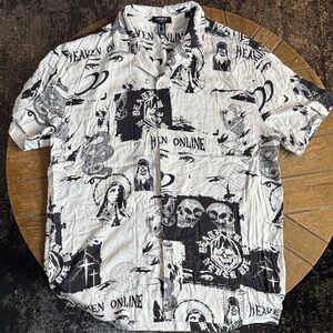 Forever 21 Men's Black and White Graphic Shirt